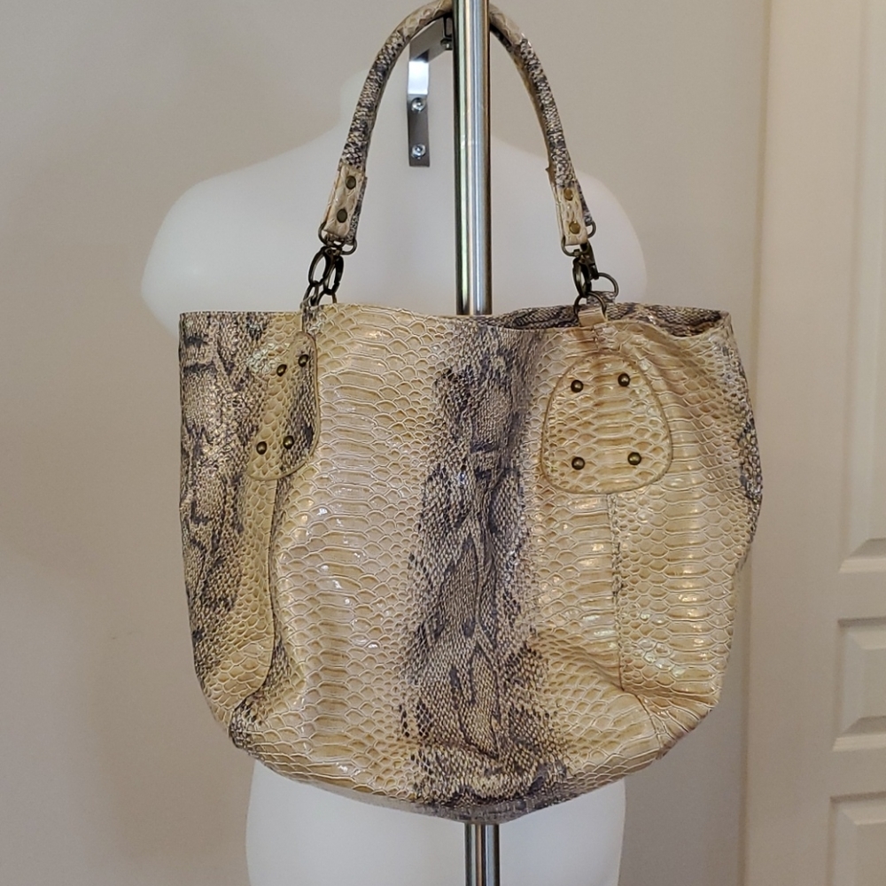 Faux Snakeskin Tote 12.5 x 18 inches